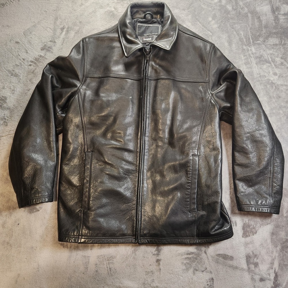 Wilsons Leather  Mens Jacket 2XLT Tall Black Bomber Car Thinsulate 90s Y2K VTG
